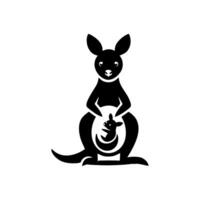 logotipo do uma canguru carregando Está criança. Preto e branco canguru vlogo vetor