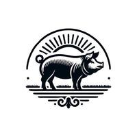 Preto animal porco ilustração logotipo silhueta. porco logotipo Projeto vetor