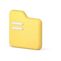 amarelo pasta digital memória em formação armazenamento organização isométrico 3d ícone realista vetor