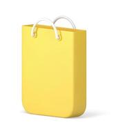 compras saco com alças presente e Comida pacote amarelo isométrico 3d ícone realista vetor