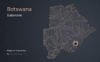 botsuana mapa com uma capital do Gaborone mostrando dentro uma microchip padronizar com processador. e-governo. mundo países mapas. microchip Series vetor