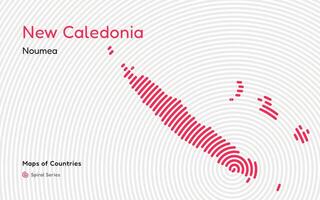 abstrato mapa do Novo Caledônia dentro espiral padronizar com capital do noumea vetor