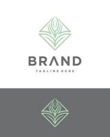 natureza folha mono linha orgânico verde ervas logotipo grampo arte inveja produtos o negócio companhia editável vetor