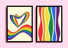 conjunto do abstrato lgbt orgulho mês fundo, parede decoração, bandeira, papel de parede, parede decoração, poster, saudações cartão vetor