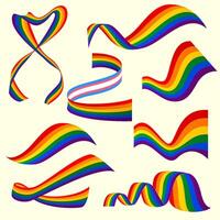 feliz orgulho mês arco Iris cor fitas abstrato ondas vetor