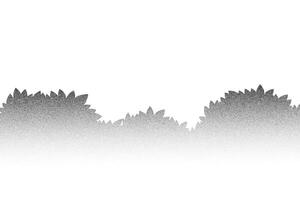 arbusto pontilhado silhueta. gradiente arbusto e Relva ilustração. plantar cerca panorama. granulado floresta folhagem com pontilhado textura. vetor