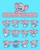 conjunto do fofa elefante desenho animado personagem dentro vários poses adesivos vetor