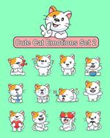 conjunto do fofa gato desenho animado personagem dentro vários poses adesivos vetor