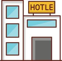 ícones de linha de cor de edifício de hotel vetor