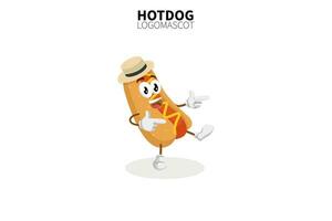 desenho animado mascote de cachorro-quente, ilustração vetorial de um mascote de cachorro-quente fofo vetor