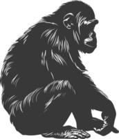 silhueta chimpanzé animal Preto cor só vetor
