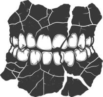 silhueta rachado dentes Preto cor só vetor