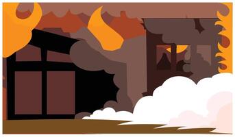 queimando casa dentro desenho animado estilo. fundo ilustração do uma Largo casa este retrata condições do uma fogo. Projeto elementos do a fundo ilustração representando uma fogo desastre vetor
