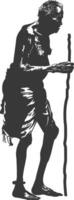 silhueta nativo africano tribo idosos homem Preto cor só vetor