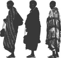 silhueta nativo africano tribo idosos mulher Preto cor só vetor