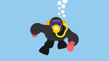 profissional mergulhador com mascarar e terno embaixo da agua vetor