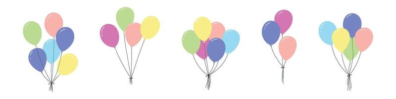 balão ícone com vermelho e azul cores. simples corda corda e contorno. volta balões para aniversário Festa. plano ilustração em branco fundo. vetor