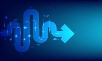 o negócio líder conceito. abstrato seta direção em azul tecnologia fundo com copyspace. vetor