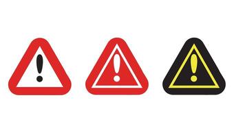 diferente estilos do triângulos silhueta ícones conjunto com Perigo placa vetor