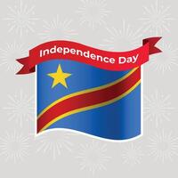 democrático república do a Congo ondulado bandeira independência dia bandeira fundo vetor