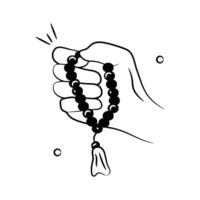 mão segurando tasbih, oração miçangas Projeto vetor