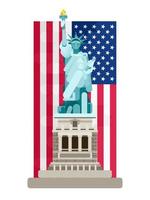 bandeira americana e estátua da liberdade em branco vetor