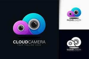 design do logotipo da câmera na nuvem com gradiente vetor