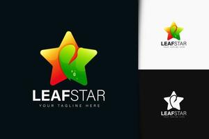 design do logotipo da estrela da folha com gradiente vetor