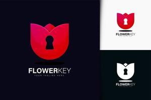 design do logotipo da chave da flor com gradiente vetor