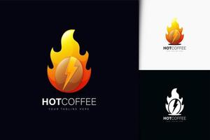 design de logotipo de café quente com gradiente vetor