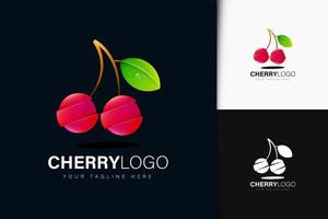 design do logotipo da cereja com gradiente vetor