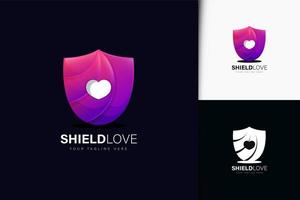 escudo de design de logotipo de amor com gradiente vetor
