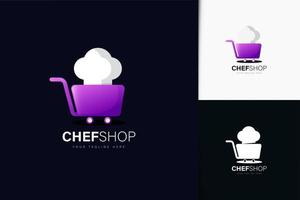 design de logotipo da loja do chef com gradiente vetor