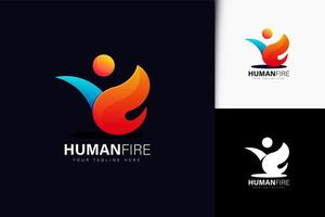 design de logotipo de fogo humano com gradiente vetor