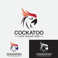 modelo de vetor de design de logotipo de pássaro cacatua papagaio