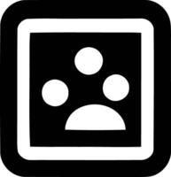 Preto e branco minimalista ícone conjunto - quadrado perfil espaço reservado com sobreposição reação ícones. vetor