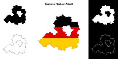 saalekreis, Saxônia-Anhalt em branco esboço mapa conjunto vetor