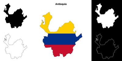 Antioquia departamento esboço mapa conjunto vetor