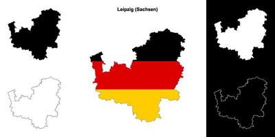 Leipzig, Sachsen em branco esboço mapa conjunto vetor