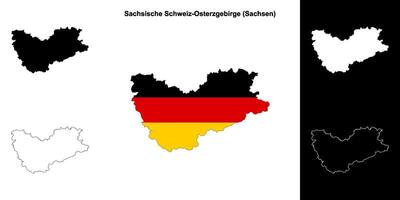 saxista Schweiz-Osterzgebirge, Sachsen em branco esboço mapa conjunto vetor