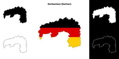 Nordsachsen, Sachsen em branco esboço mapa conjunto vetor