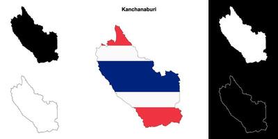 kanchanaburi província esboço mapa conjunto vetor