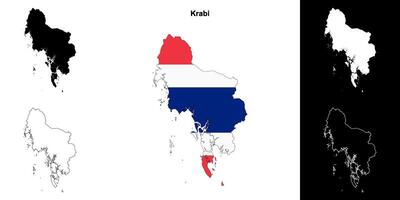 krabi província esboço mapa conjunto vetor