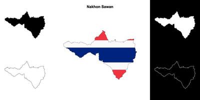 Nakhon serra província esboço mapa conjunto vetor