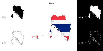 satun província esboço mapa conjunto vetor