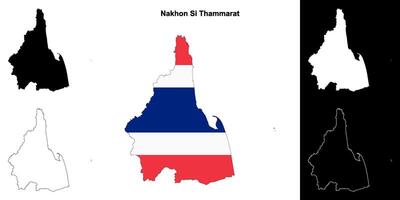 Nakhon si thammarat província esboço mapa conjunto vetor