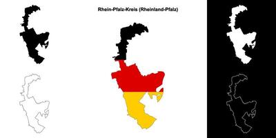 Rhein-Pfalz-kreis, Renânia-Palatinado em branco esboço mapa conjunto vetor