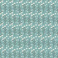 orgânico algodão ramo com algodão boll desatado padronizar em azul. suave tecido símbolos ciclo enfeite telha vetor