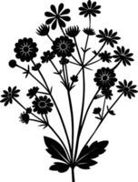 flores silvestres silhueta ilustração Projeto vetor