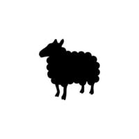 em pé ovelha silhueta em branco borda vetor